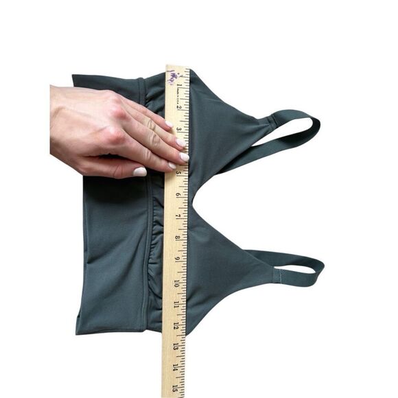 NEW Aerie Chill Play Move Green V-Neck Longline Bralette Back Twists Cutouts Siz - Picture 4 of 7